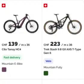 Exklusive Angebote für Marken wie Trek, BMC oder Cilo